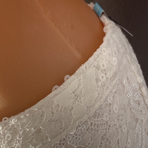 HOLLISTER - NWT - skirt: white sequin overlay mini w elastic waist & lining - L - Picture 11 of 16